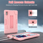 For Lenovo Tab M9 / TB-310FU Contrast Color Silicone Hybrid PC Tablet Case with Holder(Rose Gold)