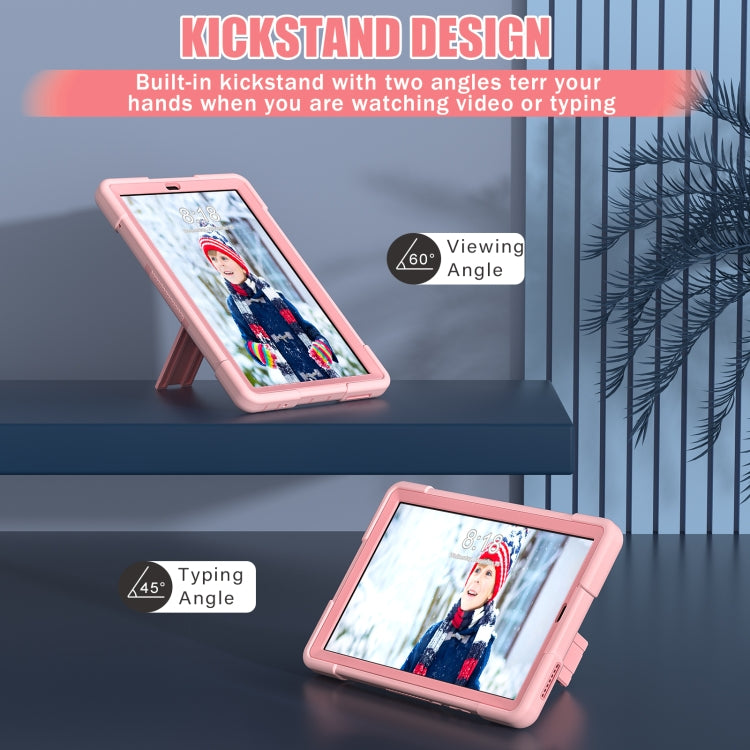 For Lenovo Tab M9 / TB-310FU Contrast Color Silicone Hybrid PC Tablet Case with Holder(Rose Gold)