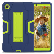 For Lenovo Tab M8 4th Gen Contrast Color Silicone Hybrid PC Tablet Case with Holder(Navy Blue Olivine)
