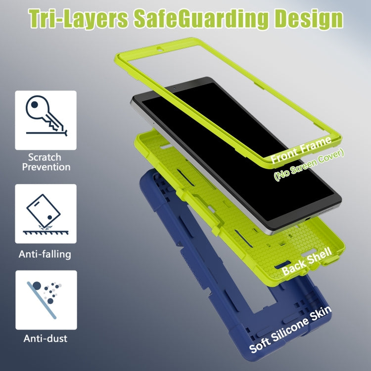 For Lenovo Tab M8 4th Gen Contrast Color Silicone Hybrid PC Tablet Case with Holder(Navy Blue Olivine) - Lenovo by PMC TechLife | Online Shopping South Africa | PMC TechLife | Buy Now Pay Later Mobicred