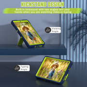 For Lenovo Tab M8 4th Gen Contrast Color Silicone Hybrid PC Tablet Case with Holder(Navy Blue Olivine)