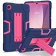 For Lenovo Tab M8 4th Gen Contrast Color Silicone Hybrid PC Tablet Case with Holder(Navy Blue Rose Red) - Lenovo by PMC TechLife | Online Shopping South Africa | PMC TechLife | Buy Now Pay Later Mobicred