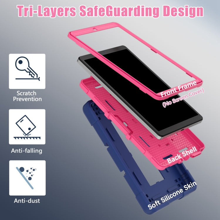 For Lenovo Tab M8 4th Gen Contrast Color Silicone Hybrid PC Tablet Case with Holder(Navy Blue Rose Red) - Lenovo by PMC TechLife | Online Shopping South Africa | PMC TechLife | Buy Now Pay Later Mobicred