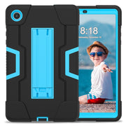 For Lenovo Tab M8 4th Gen Contrast Color Silicone Hybrid PC Tablet Case with Holder(Black Blue)