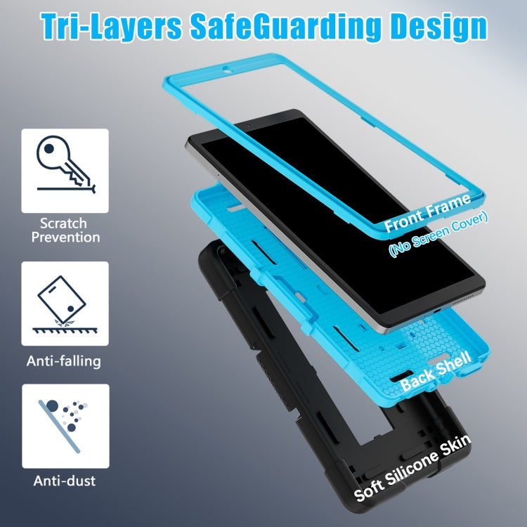 For Lenovo Tab M8 4th Gen Contrast Color Silicone Hybrid PC Tablet Case with Holder(Black Blue) - Lenovo by PMC TechLife | Online Shopping South Africa | PMC TechLife | Buy Now Pay Later Mobicred