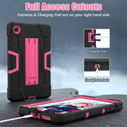 For Lenovo Tab M8 4th Gen Contrast Color Silicone Hybrid PC Tablet Case with Holder(Black Rose Red)