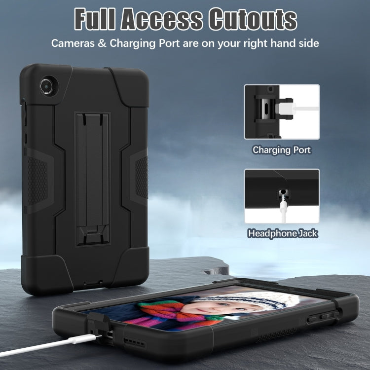 For Lenovo Tab M8 4th Gen Contrast Color Silicone Hybrid PC Tablet Case with Holder(Black) - Lenovo by PMC TechLife | Online Shopping South Africa | PMC TechLife | Buy Now Pay Later Mobicred