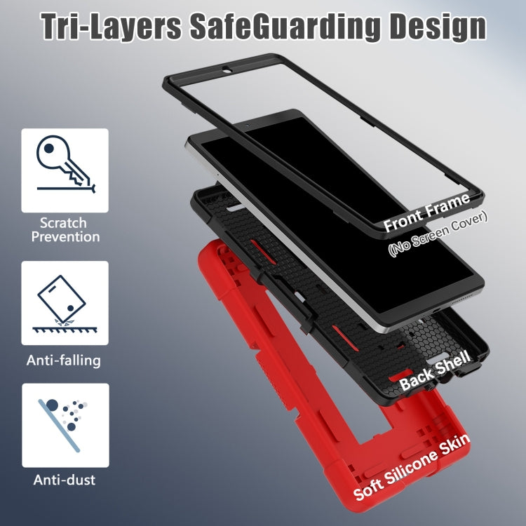 For Lenovo Tab M8 4th Gen Contrast Color Silicone Hybrid PC Tablet Case with Holder(Red Black)