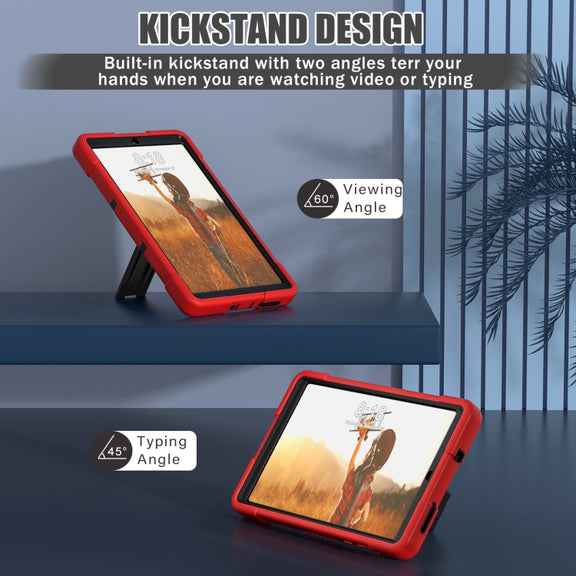 For Lenovo Tab M8 4th Gen Contrast Color Silicone Hybrid PC Tablet Case with Holder(Red Black)