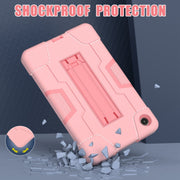 For Lenovo Tab M8 4th Gen Contrast Color Silicone Hybrid PC Tablet Case with Holder(Rose Gold)