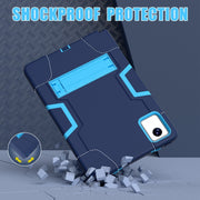 For Lenovo Tab M11/ Xiaoxin Pad 11 2024 Contrast Color Silicone Hybrid PC Tablet Case with Holder(Navy Blue)