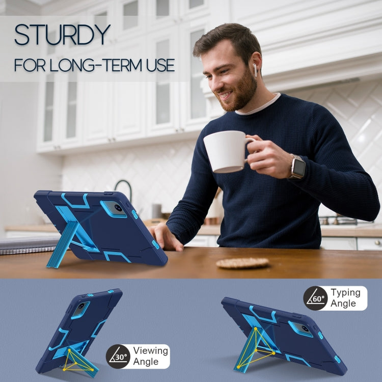 For Lenovo Tab M11/ Xiaoxin Pad 11 2024 Contrast Color Silicone Hybrid PC Tablet Case with Holder(Navy Blue) - Lenovo by PMC Jewellery | Online Shopping South Africa | PMC Jewellery | Buy Now Pay Later Mobicred