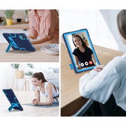 For Lenovo Tab M11/ Xiaoxin Pad 11 2024 Contrast Color Silicone Hybrid PC Tablet Case with Holder(Navy Blue)