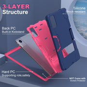 For Lenovo Tab M11/ Xiaoxin Pad 11 2024 Contrast Color Silicone Hybrid PC Tablet Case with Holder(Navy Blue Rose Red)