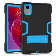 For Lenovo Tab M11/ Xiaoxin Pad 11 2024 Contrast Color Silicone Hybrid PC Tablet Case with Holder(Black Blue)