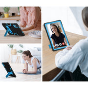For Lenovo Tab M11/ Xiaoxin Pad 11 2024 Contrast Color Silicone Hybrid PC Tablet Case with Holder(Black Blue)