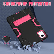 For Lenovo Tab M11/ Xiaoxin Pad 11 2024 Contrast Color Silicone Hybrid PC Tablet Case with Holder(Black Rose Red)