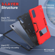 For Lenovo Tab M11/ Xiaoxin Pad 11 2024 Contrast Color Silicone Hybrid PC Tablet Case with Holder(Red Black)