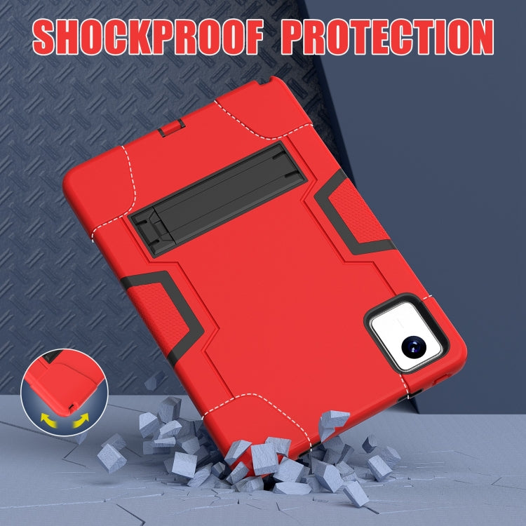 For Lenovo Tab M11/ Xiaoxin Pad 11 2024 Contrast Color Silicone Hybrid PC Tablet Case with Holder(Red Black)