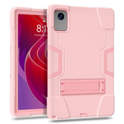For Lenovo Tab M11/ Xiaoxin Pad 11 2024 Contrast Color Silicone Hybrid PC Tablet Case with Holder(Rose Gold)
