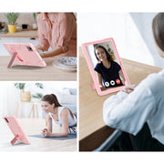 For Lenovo Tab M11/ Xiaoxin Pad 11 2024 Contrast Color Silicone Hybrid PC Tablet Case with Holder(Rose Gold)