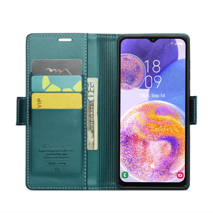 For Samsung Galaxy A23 CaseMe 023 Butterfly Buckle Litchi Texture RFID Anti-theft Leather Phone Case(Pearly Blue)