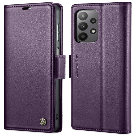 For Samsung Galaxy A23 CaseMe 023 Butterfly Buckle Litchi Texture RFID Anti-theft Leather Phone Case(Pearly Purple)