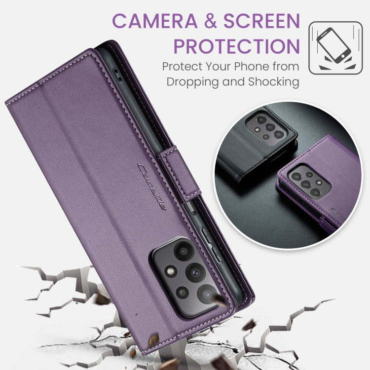 For Samsung Galaxy A23 CaseMe 023 Butterfly Buckle Litchi Texture RFID Anti-theft Leather Phone Case(Pearly Purple)