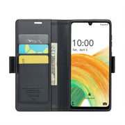 For Samsung Galaxy A33 5G CaseMe 023 Butterfly Buckle Litchi Texture RFID Anti-theft Leather Phone Case(Black)