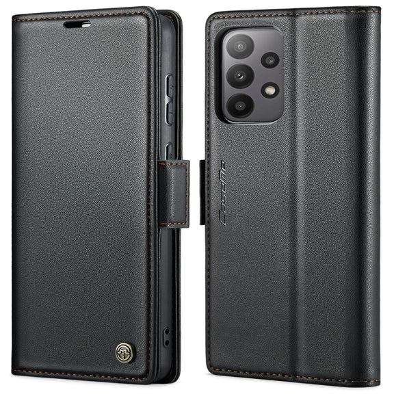 For Samsung Galaxy A33 5G CaseMe 023 Butterfly Buckle Litchi Texture RFID Anti-theft Leather Phone Case(Black)