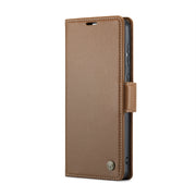 For Samsung Galaxy A33 5G CaseMe 023 Butterfly Buckle Litchi Texture RFID Anti-theft Leather Phone Case(Brown)