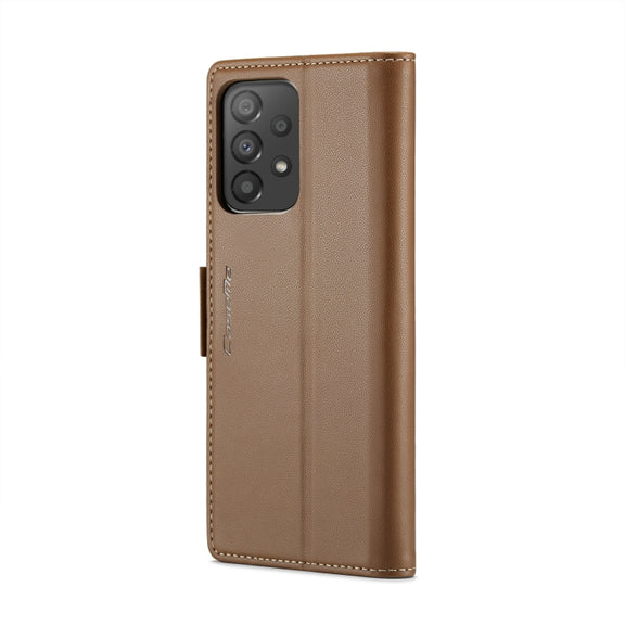For Samsung Galaxy A33 5G CaseMe 023 Butterfly Buckle Litchi Texture RFID Anti-theft Leather Phone Case(Brown)