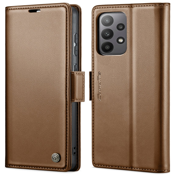 For Samsung Galaxy A33 5G CaseMe 023 Butterfly Buckle Litchi Texture RFID Anti-theft Leather Phone Case(Brown)