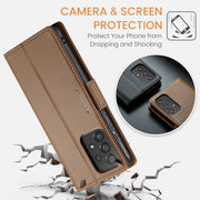 For Samsung Galaxy A33 5G CaseMe 023 Butterfly Buckle Litchi Texture RFID Anti-theft Leather Phone Case(Brown)