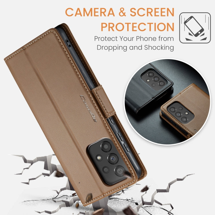 For Samsung Galaxy A33 5G CaseMe 023 Butterfly Buckle Litchi Texture RFID Anti-theft Leather Phone Case(Brown)