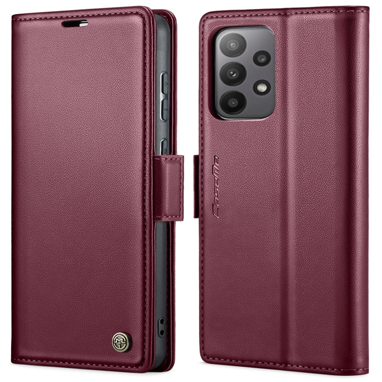 For Samsung Galaxy A33 5G CaseMe 023 Butterfly Buckle Litchi Texture RFID Anti-theft Leather Phone Case(Wine Red)