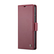 For Samsung Galaxy A33 5G CaseMe 023 Butterfly Buckle Litchi Texture RFID Anti-theft Leather Phone Case(Wine Red)