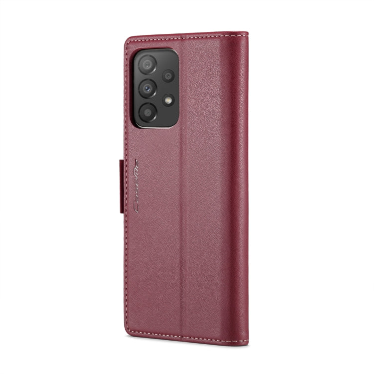 For Samsung Galaxy A33 5G CaseMe 023 Butterfly Buckle Litchi Texture RFID Anti-theft Leather Phone Case(Wine Red)
