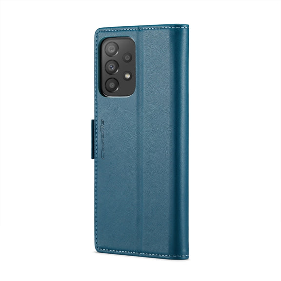 For Samsung Galaxy A33 5G CaseMe 023 Butterfly Buckle Litchi Texture RFID Anti-theft Leather Phone Case(Blue)