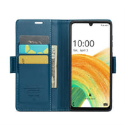 For Samsung Galaxy A33 5G CaseMe 023 Butterfly Buckle Litchi Texture RFID Anti-theft Leather Phone Case(Blue)