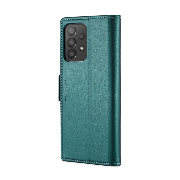 For Samsung Galaxy A33 5G CaseMe 023 Butterfly Buckle Litchi Texture RFID Anti-theft Leather Phone Case(Pearly Blue)