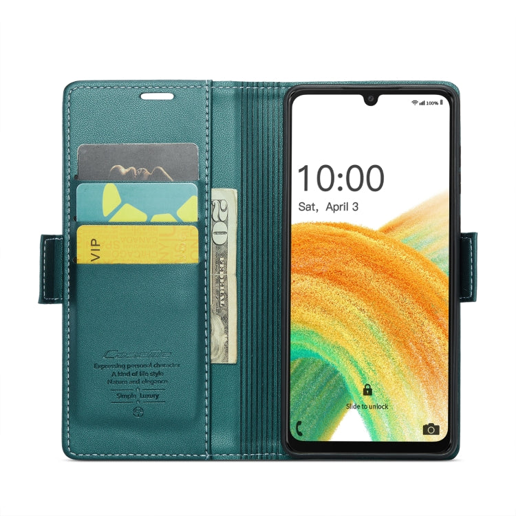 For Samsung Galaxy A33 5G CaseMe 023 Butterfly Buckle Litchi Texture RFID Anti-theft Leather Phone Case(Pearly Blue)