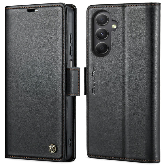 For Samsung Galaxy A34 5G CaseMe 023 Butterfly Buckle Litchi Texture RFID Anti-theft Leather Phone Case(Black)