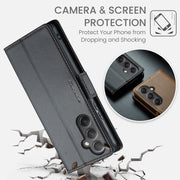 For Samsung Galaxy A34 5G CaseMe 023 Butterfly Buckle Litchi Texture RFID Anti-theft Leather Phone Case(Black)