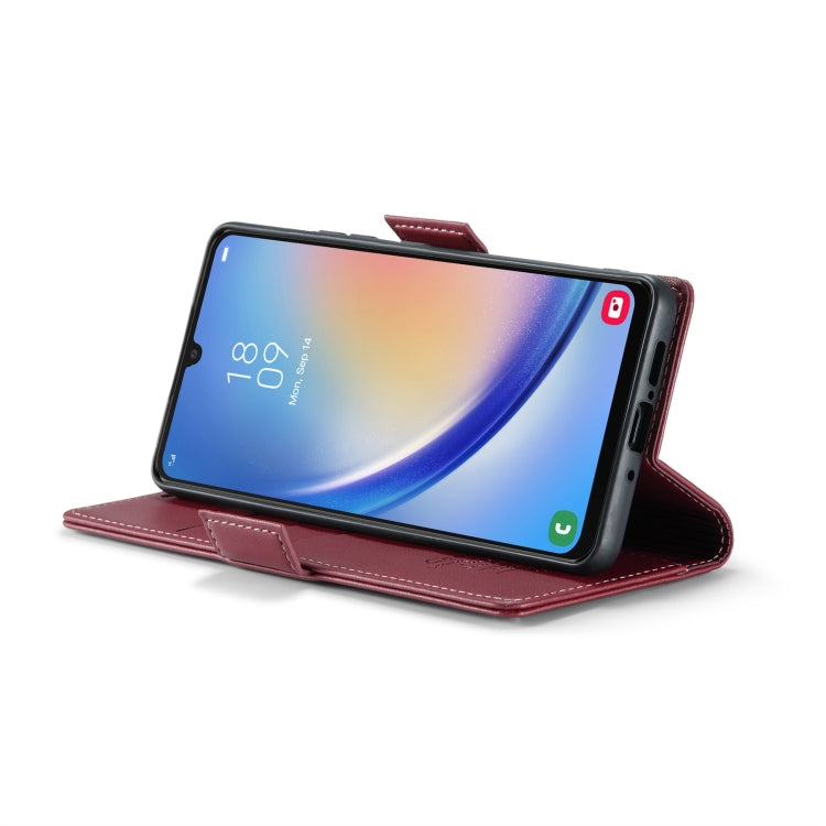 For Samsung Galaxy A34 5G CaseMe 023 Butterfly Buckle Litchi Texture RFID Anti-theft Leather Phone Case(Wine Red)