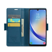 For Samsung Galaxy A34 5G CaseMe 023 Butterfly Buckle Litchi Texture RFID Anti-theft Leather Phone Case(Blue)