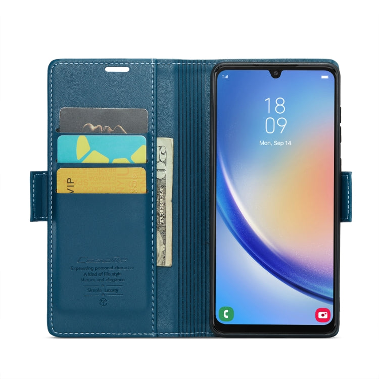 For Samsung Galaxy A34 5G CaseMe 023 Butterfly Buckle Litchi Texture RFID Anti-theft Leather Phone Case(Blue)