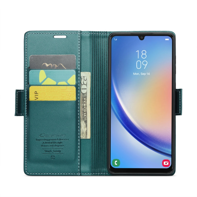 For Samsung Galaxy A34 5G CaseMe 023 Butterfly Buckle Litchi Texture RFID Anti-theft Leather Phone Case(Pearly Blue)
