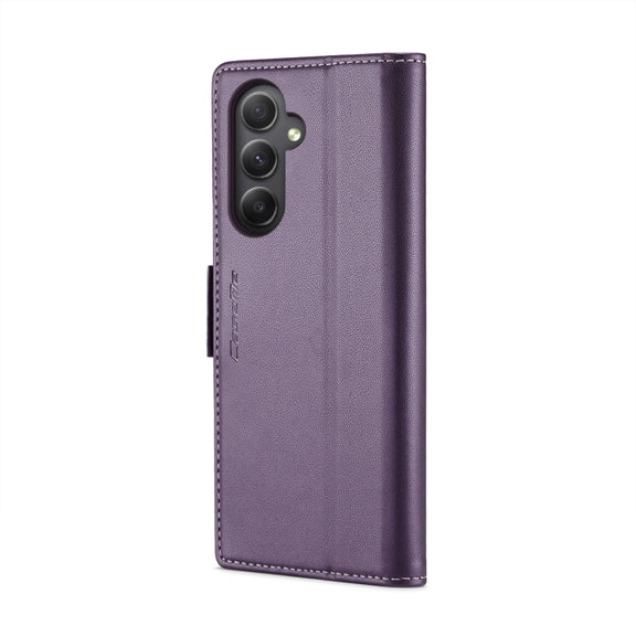 For Samsung Galaxy A34 5G CaseMe 023 Butterfly Buckle Litchi Texture RFID Anti-theft Leather Phone Case(Pearly Purple)