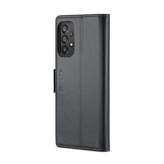 For Samsung Galaxy A73 5G CaseMe 023 Butterfly Buckle Litchi Texture RFID Anti-theft Leather Phone Case(Black)